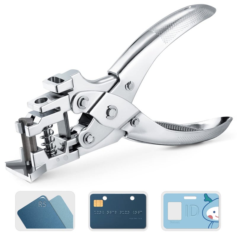 IMLIKE 3 in 1 Badge Slot Hole Punch for ID Card: Handheld Card Puncher Suitable for PVC Material, Business Cards and Cardstock(1/8"×33/64" Slot Hole, 3/16" Round Hole and R5 Corner Rounder in one) - Image 1